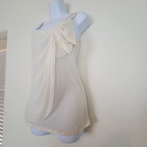 NWT MNG Suit Chiffon Bow Draped Sleeveless Top XS Cream Sheer Elegant - Picture 3 of 7